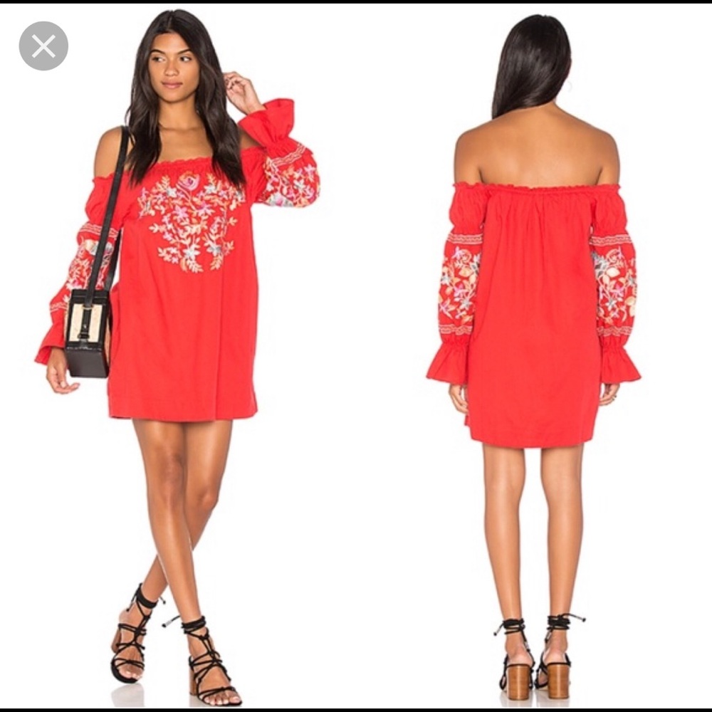 Red free people off the shoulder dress